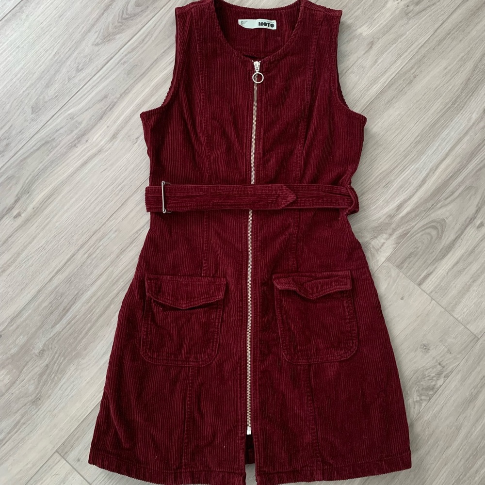 Maroon Corduroy TopShop Zipper Dress (Sz 4)